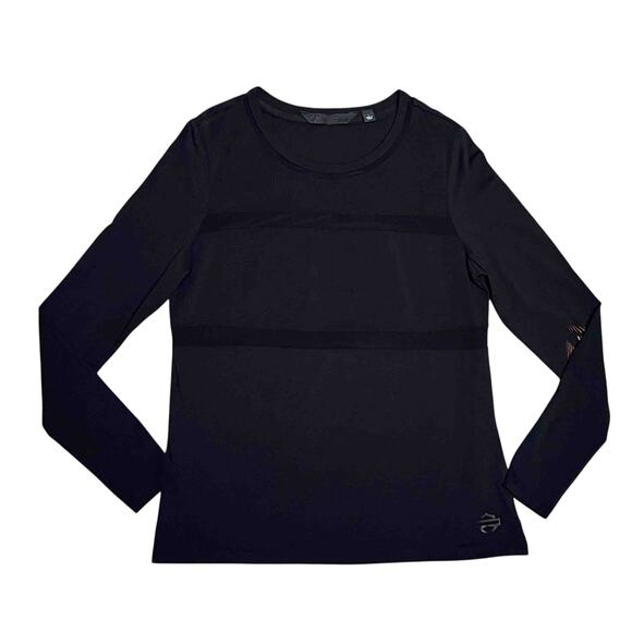 Harley-Davidson Women’s Long Sleeve Graphic Shirt L Black Wings Logo Tee Grunge - Picture 1 of 11